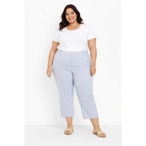 Rafaella Women's Plus Pants Size 24W Pin-Stripe Straight Leg Crop Stretch Office